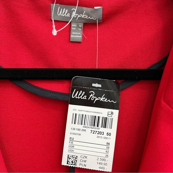 Ulla Popken red stretch blazer two button plus size 26 - Picture 7 of 8